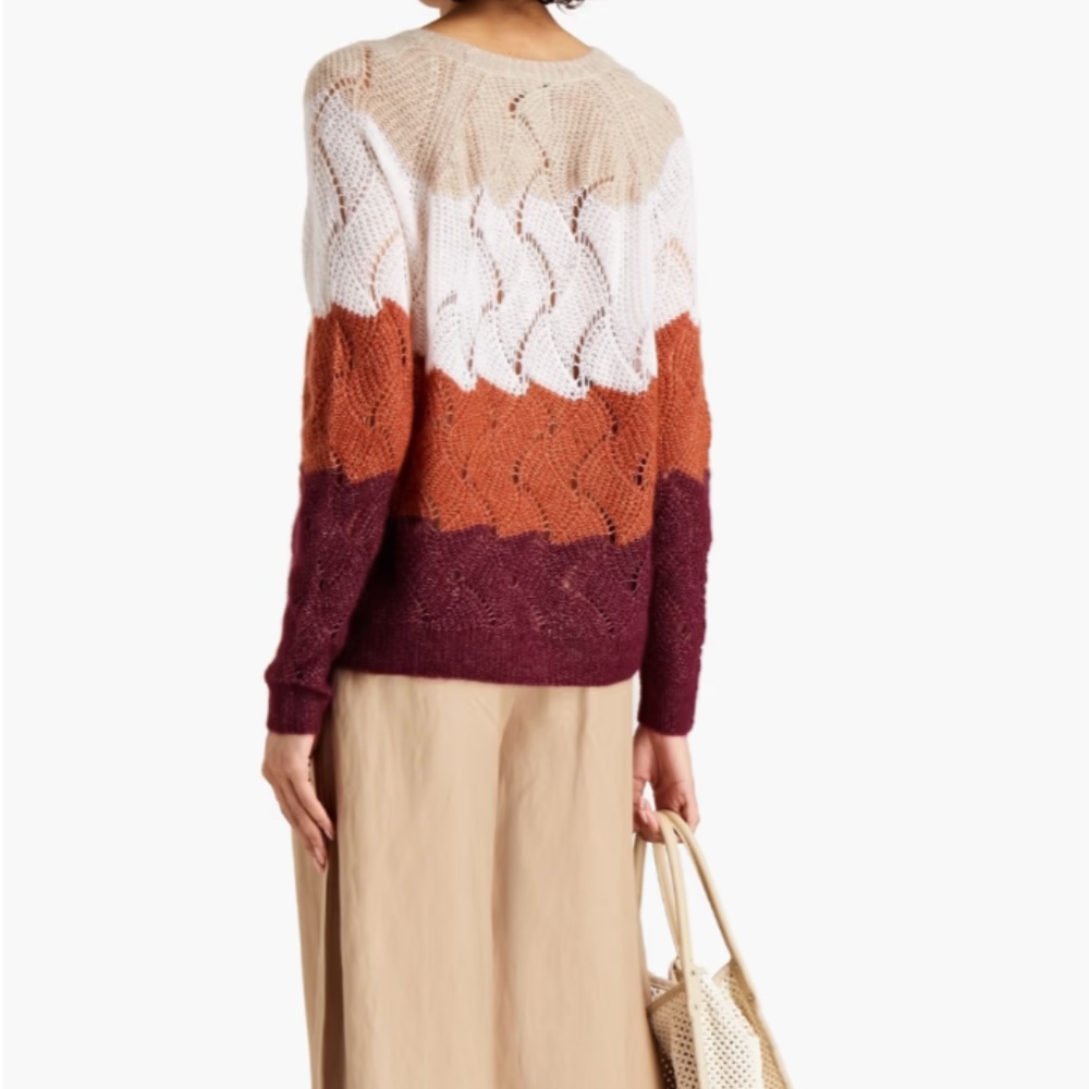 Striped Wave Stitch Cashmere and Silk-blend Sweater from AUTUMN CASHMERE - Picture 2 of 10